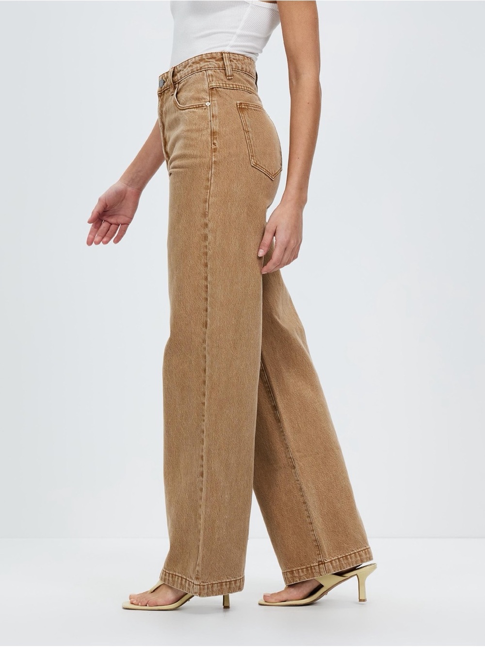 ABRAND A Carrie Camel Brown Wide Leg Jeans High Rise Cotton Denim US 24 Y2K - Picture 15 of 16